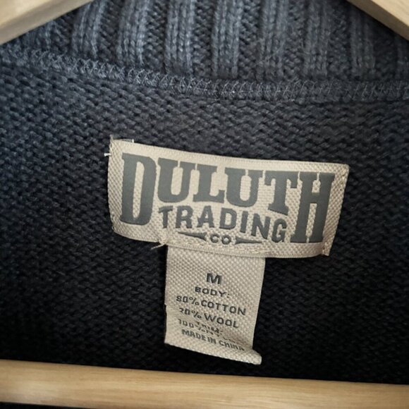 Duluth Trading Co Sweater Gray 1/4 Zip Mock Neck Elbow Patch Cotton Wool - Picture 7 of 7